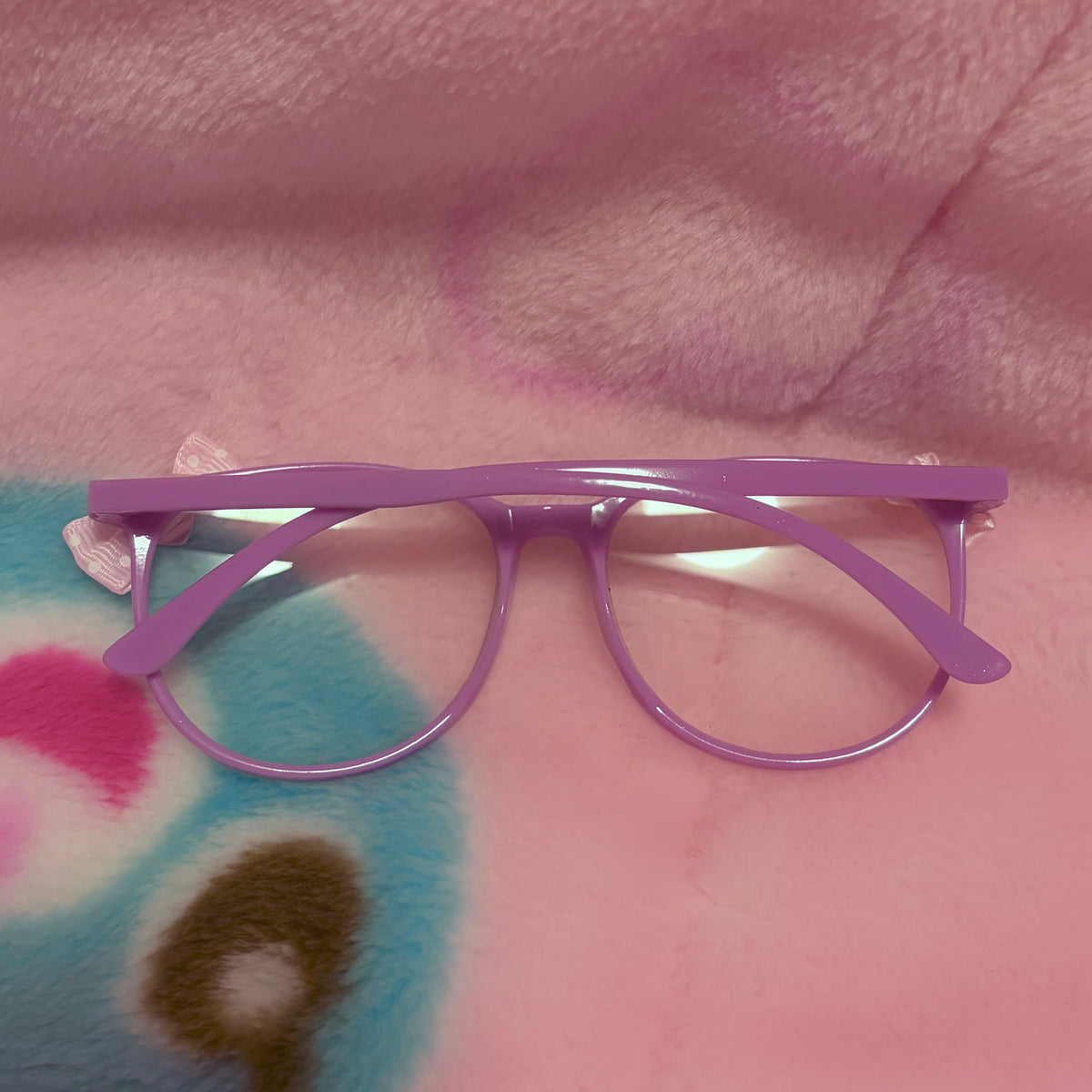 purple bow glasses