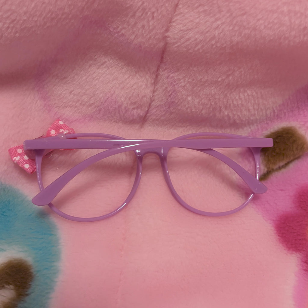 purple bow glasses