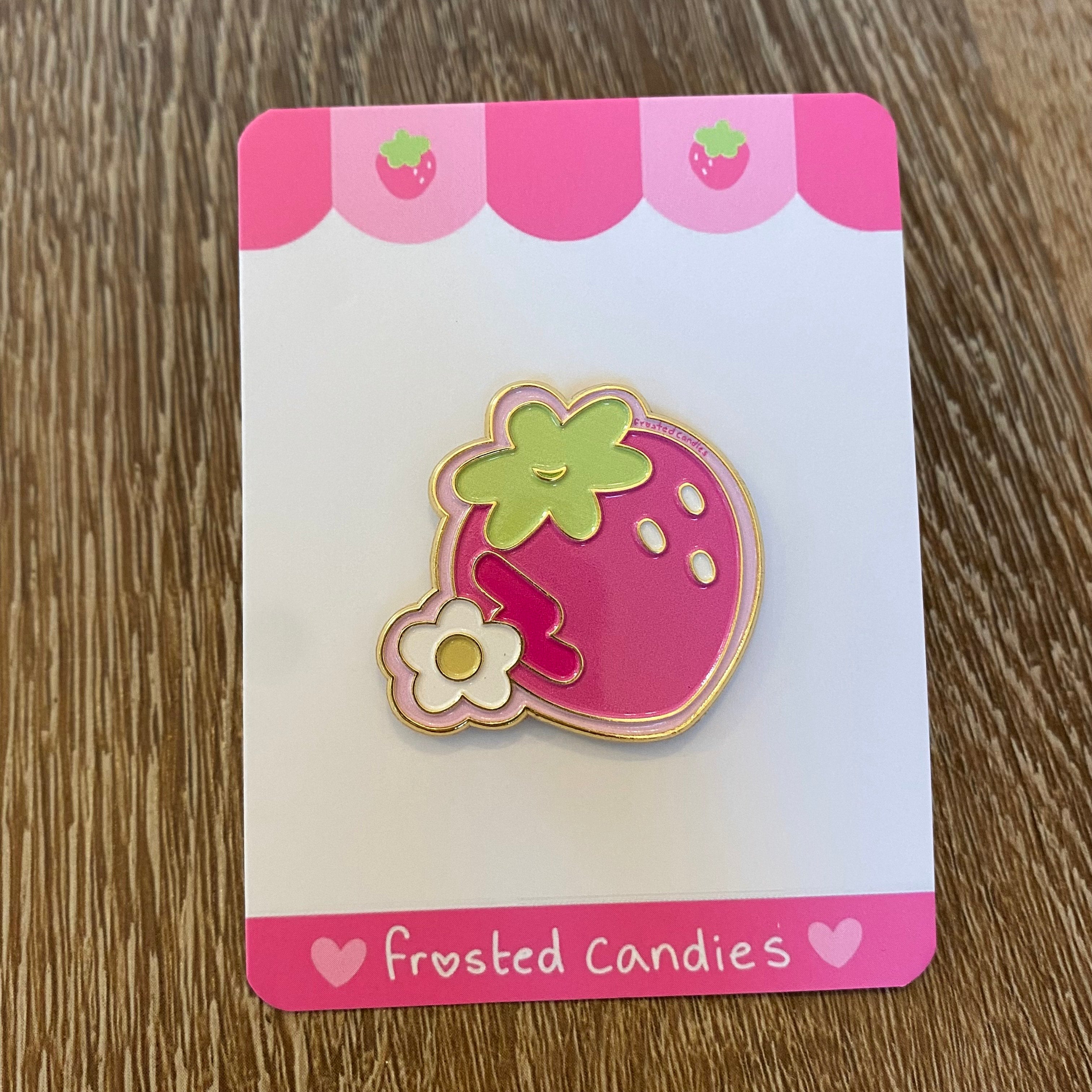 strawberry enamel pin