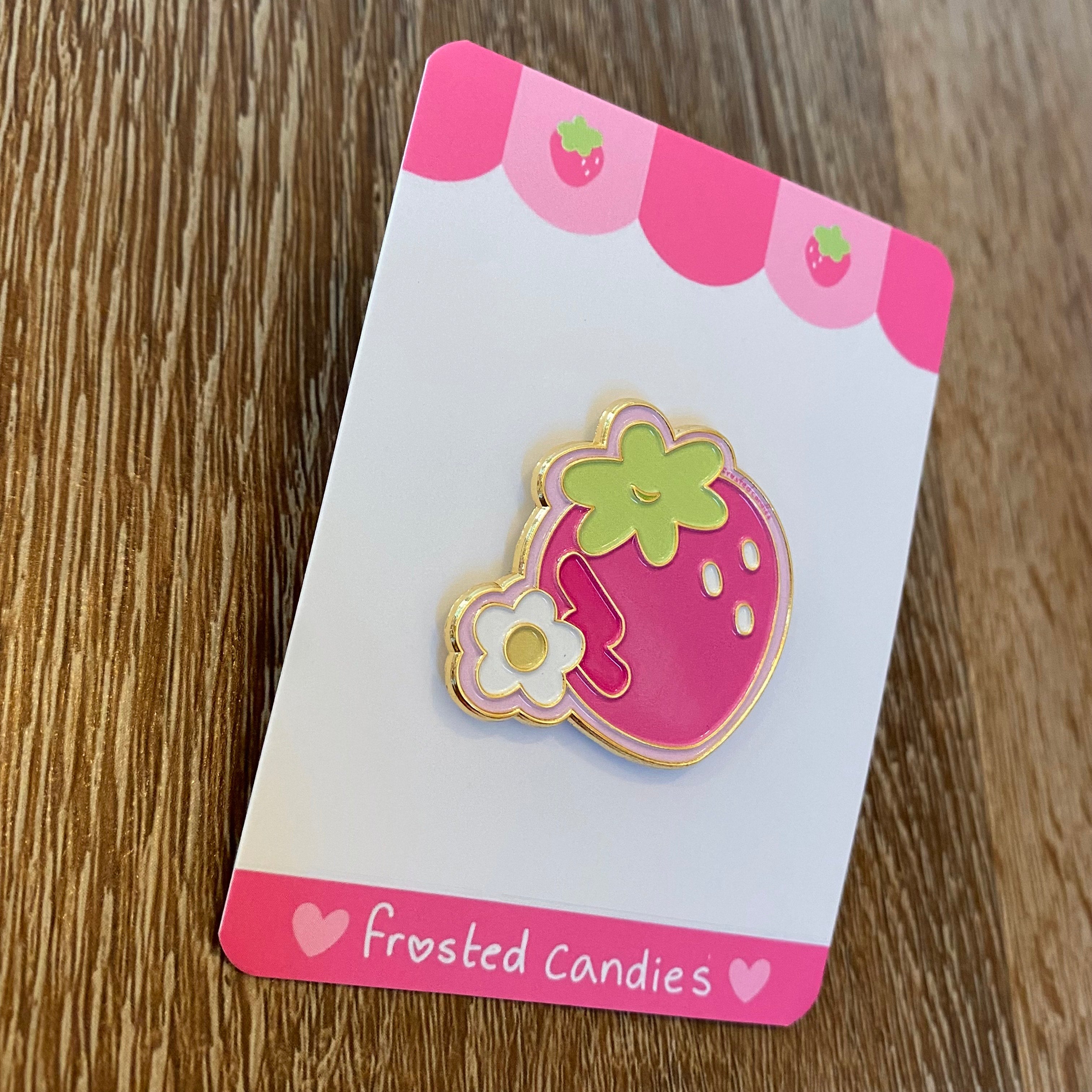 strawberry enamel pin